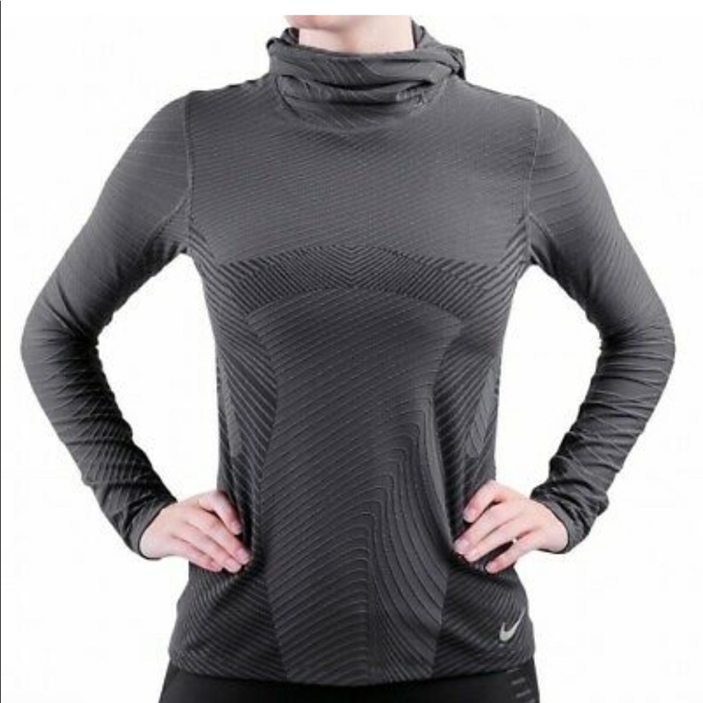 Nike element running jacket sweater with hood ribbed thumb holes slim fit